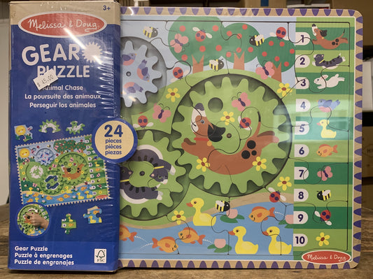 MELISSA & DOUG WODEN ANIMAL CHASE GEAR PUZZLE