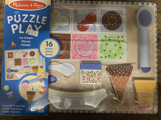 MELISSA & DOUG WODDEN ICE CREAM MAGNETIC PUZZLE PLAY