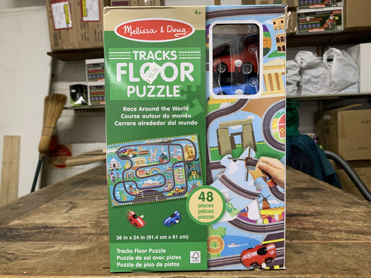 MELISSA & DOUG RACE AROUND THE WORLD TRACKS FLOOR PUZZLE