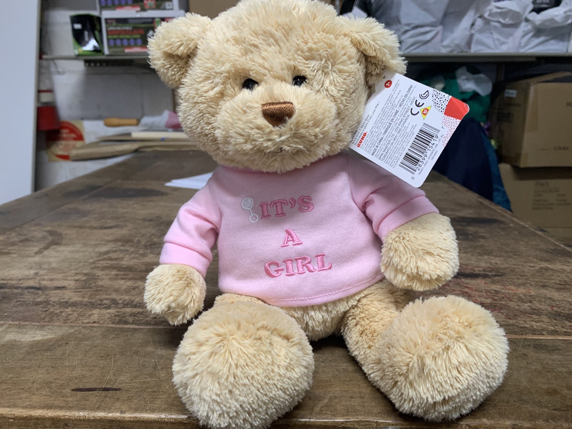 BEAR ITS A GIRL PINK 30CM