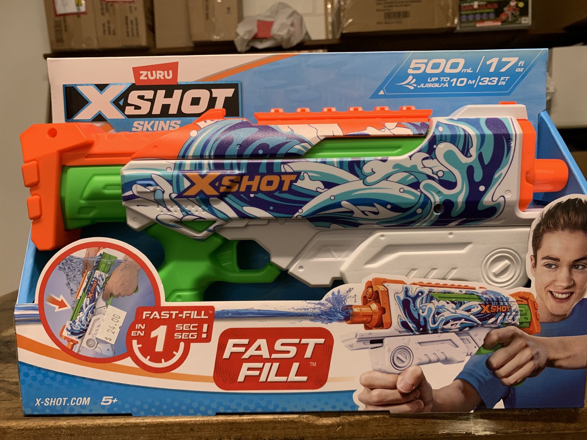 ZURU XSHOT FAST FILL SKINS WATER GUN HYPERLOAD BLUE