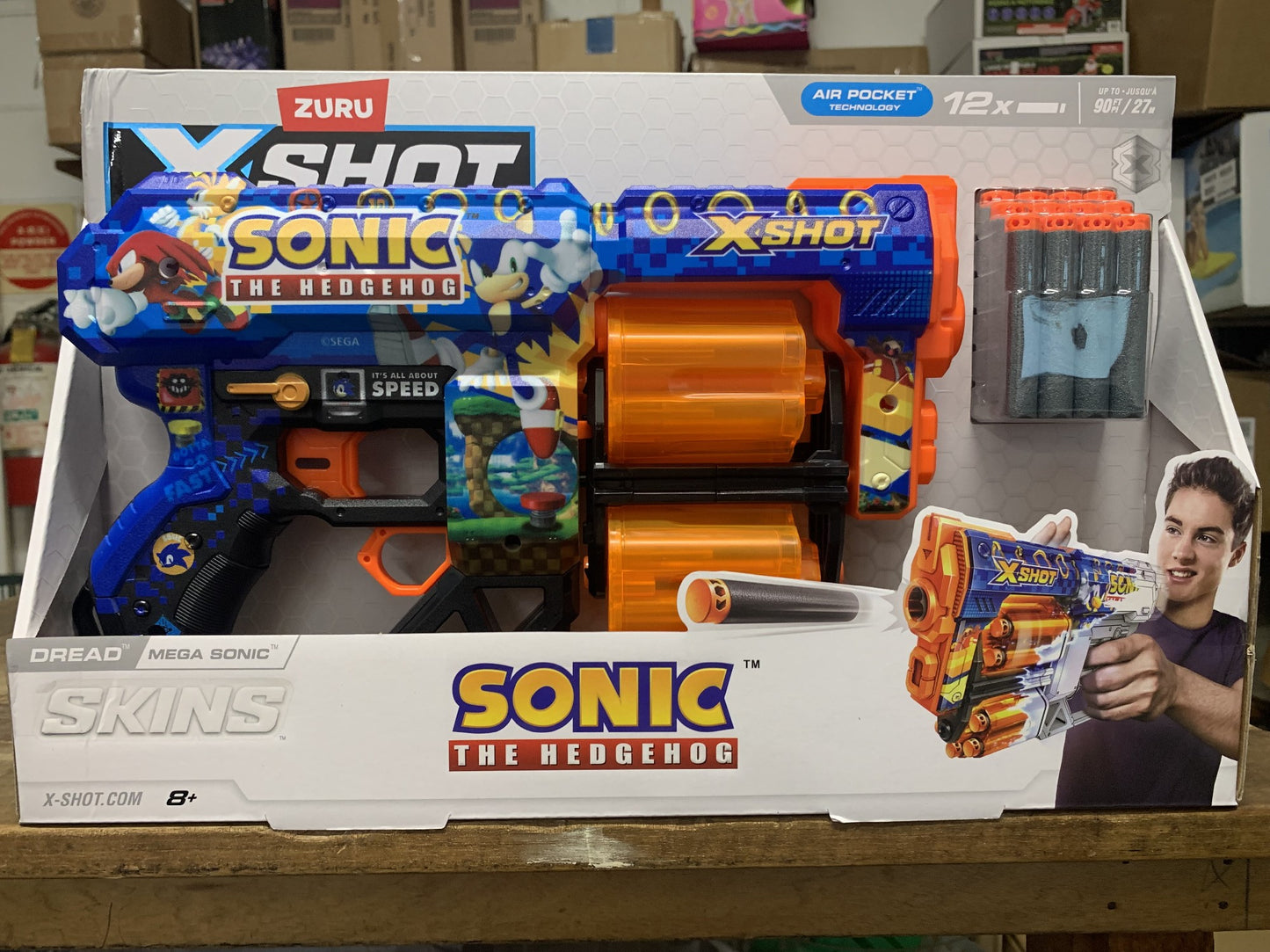 ZURU XSHOT SHINS DREAD WITH 12 DARTS  SONIC THE HEDGEHOG MEGA SONIC