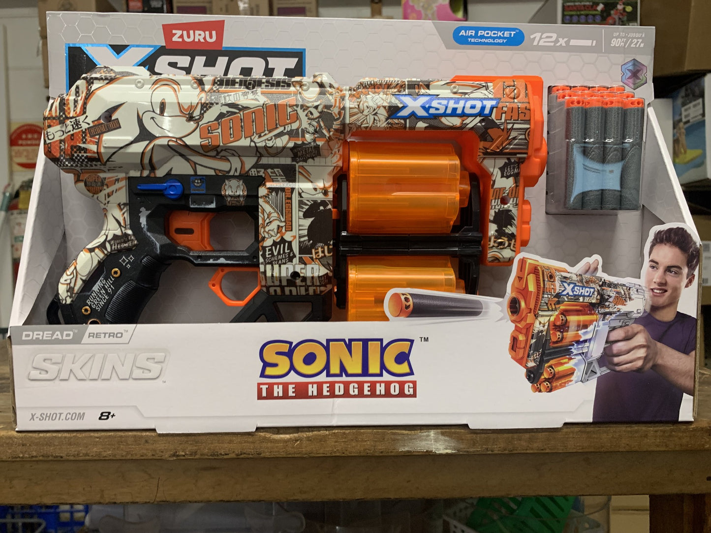 ZURU XSHOT SHINS DREAD WITH 12 DARTS  SONIC THE HEDGEHOG RETRO 