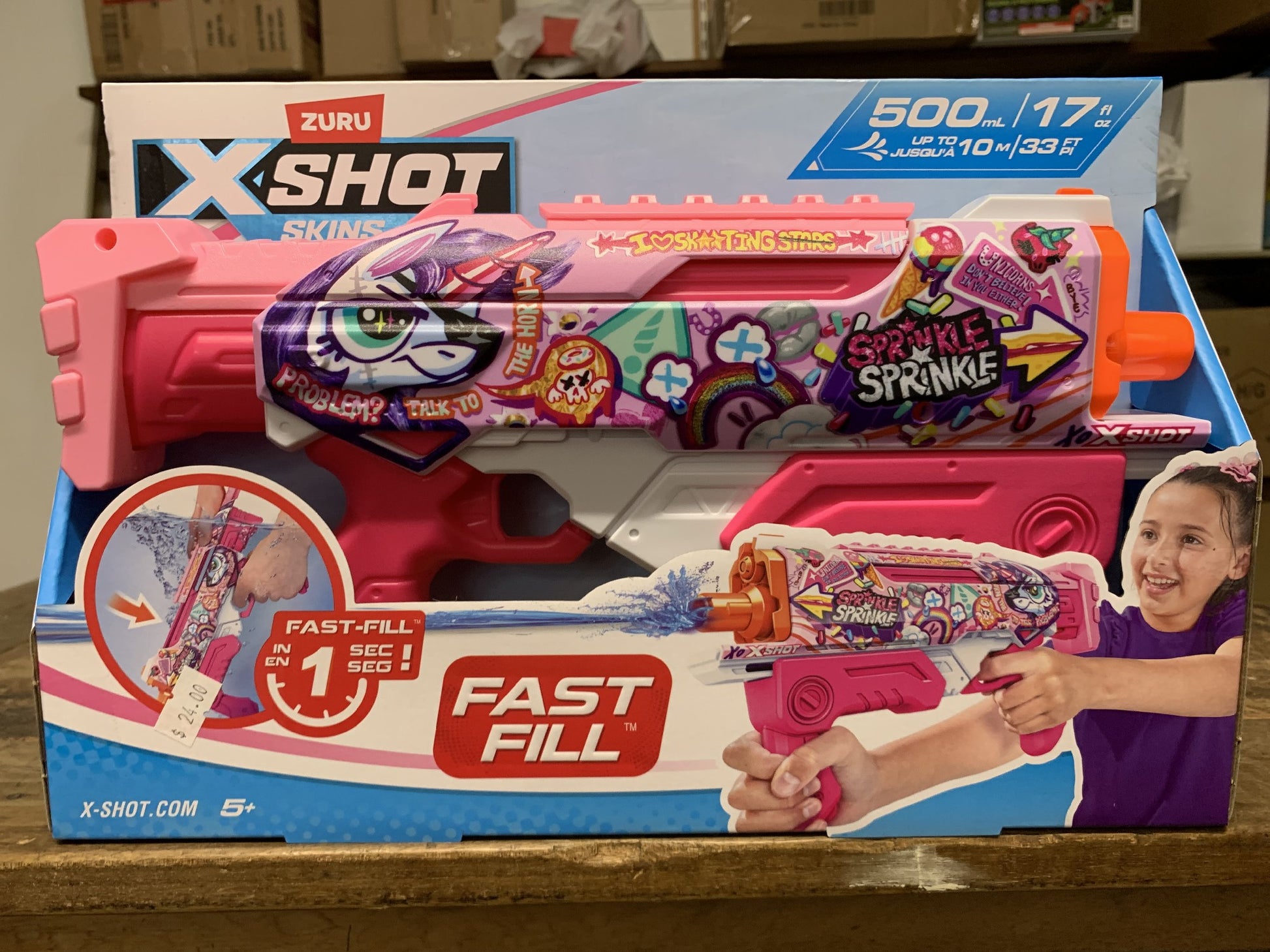 ZURU XSHOT FAST FILL SKINS WATER GUN HYPERLOAD PINK