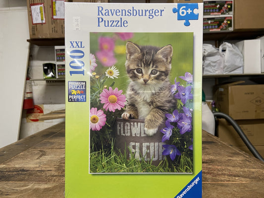 RAVENSBERG PUZZLE 100PC KITEN AMONG THE FLOWERS #108473 