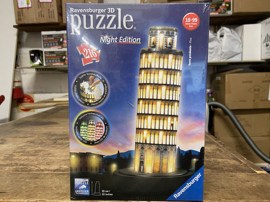 RAVENSBERG PUZZLE 216PC 3D LEANING TOURER OF PISA AT NIGHT #125159 