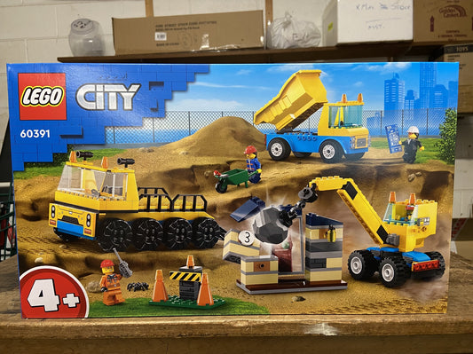 LEGO CITY 60391 CONSTRUCTION TRUCK AND WRECKING  BALL CRANE 