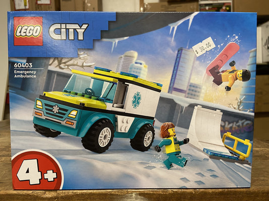 LEGO CITY 60403 EMERGENCY AMBULANCE AND SNOWBOARDER 4+ 