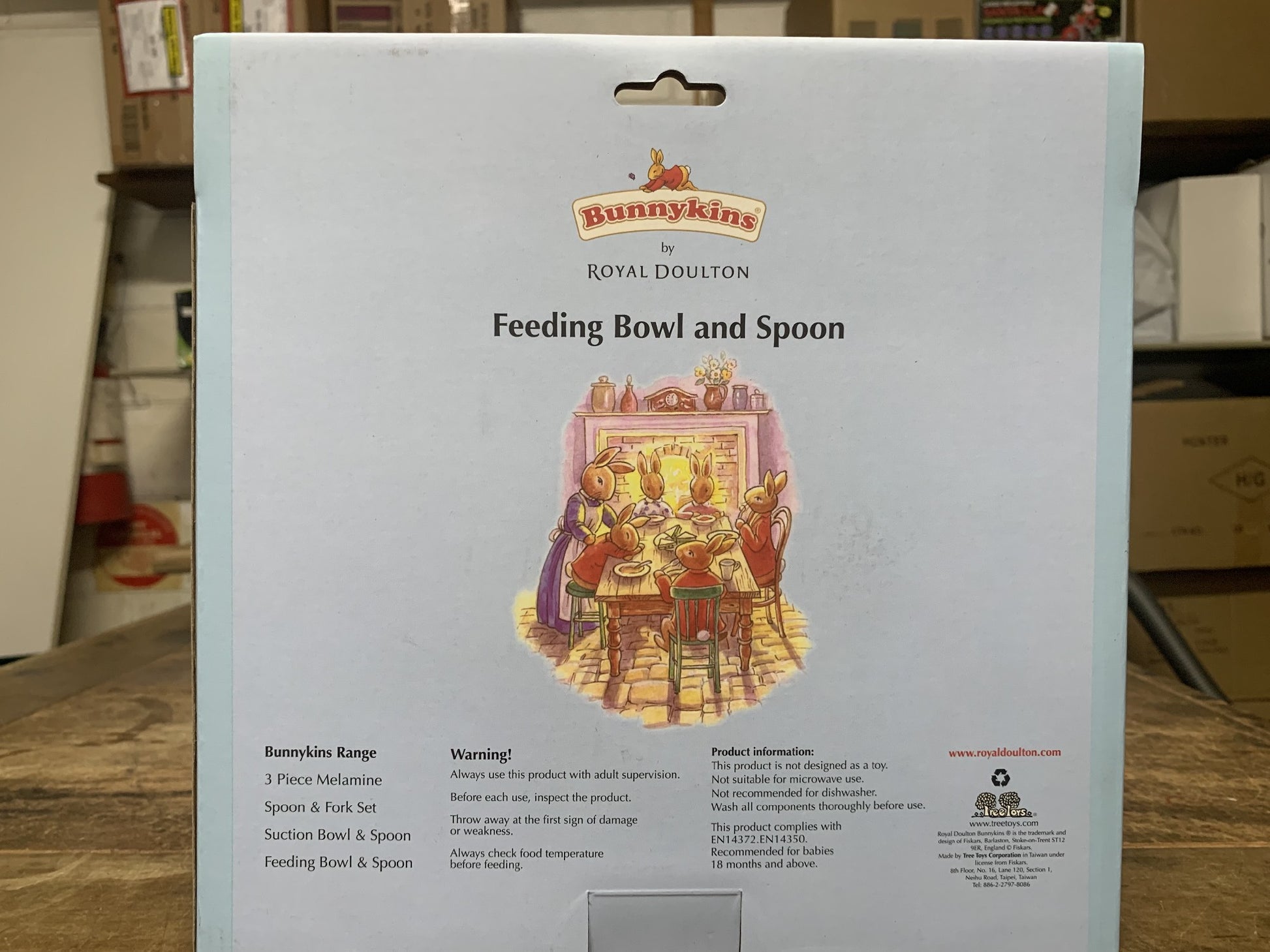 BUNNYKINS FEEDING BOWL AND SPOON ROYAL DOULTON 