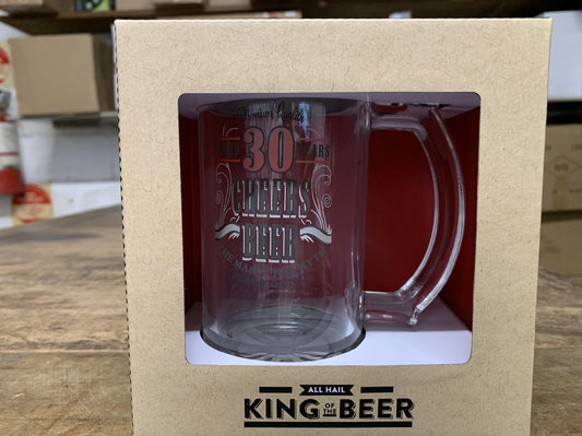 BEER TANKARD GLASS 30TH