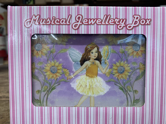 MUSICAL JEWELERY BOX FAIRY & SUNFLOWER TUNE SWAN LAKE 